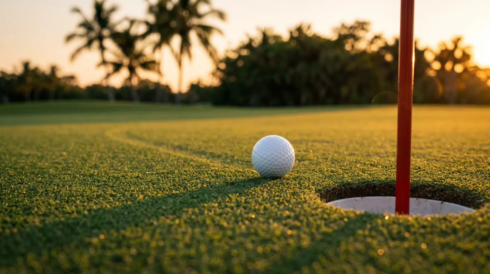 Golf ball rolling to the hole